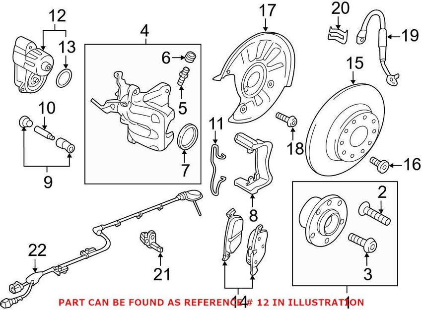 VW Parking Brake Actuator - Rear Driver Side 3Q0998281